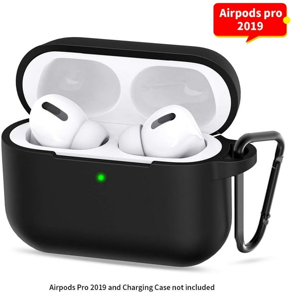 AirPods Pro Case (Front LED Visible) 360°Protective Silicone AirPods Pro Accessories Kit with Apple AirPods Pro Charging Case - Black
