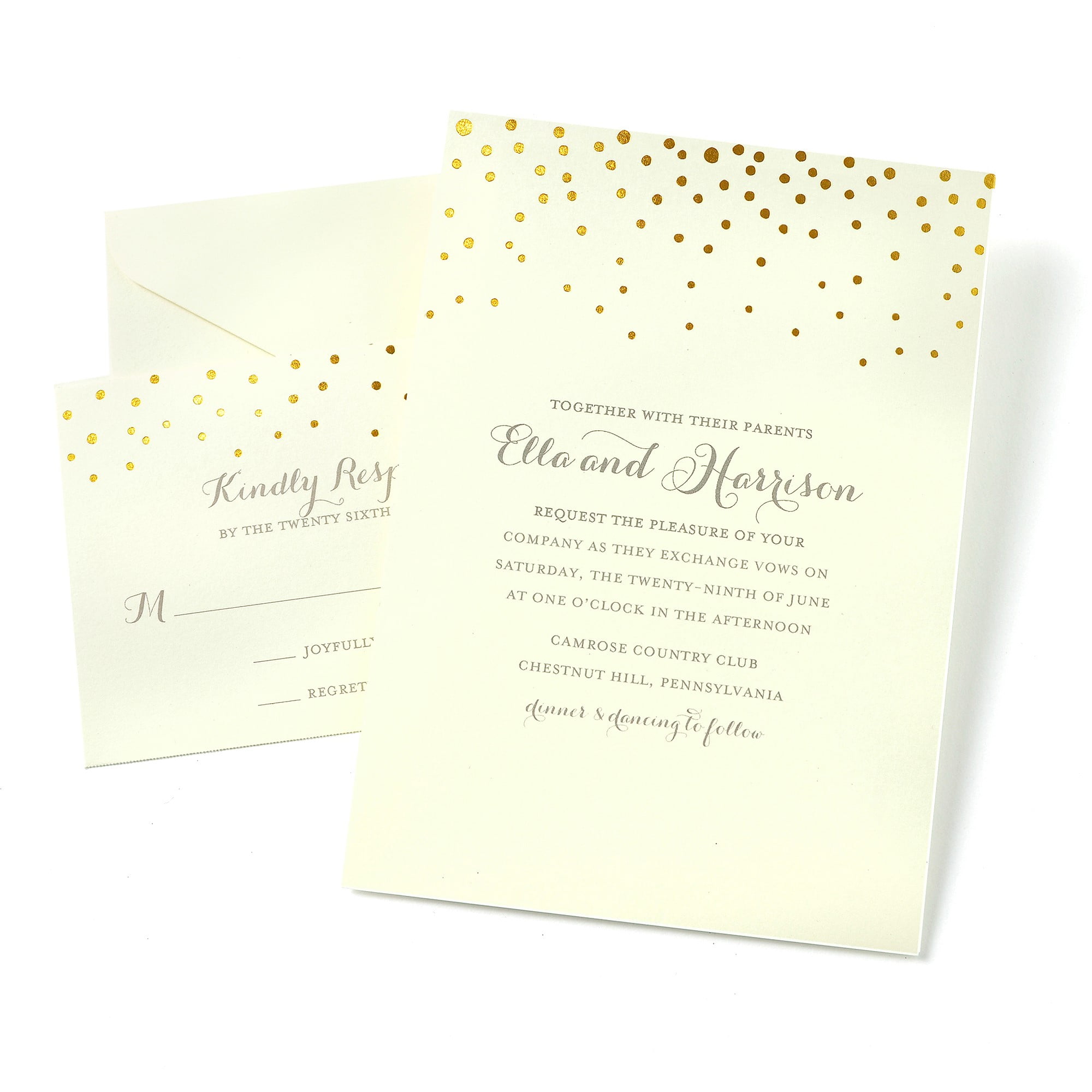 Gartner Studios Gold Foil Dots Print at Home Wedding Invitation Kit