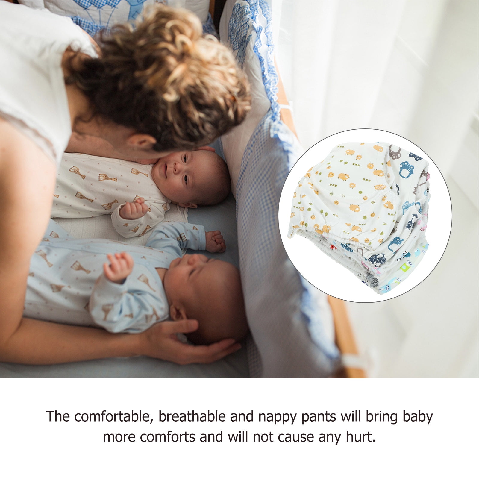TEHAUX 6-Pack Reusable Newborn Cloth Diapers White Baby Nappies Soft Washable Baby Diaper Set