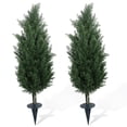 thumbnail image 3 of 2 Packs 2.3ft/3ft Artificial Cedar Topiary Trees, UV Resistant Faux Evergreen Plants with Ground Spike, Easy to Install for Outdoor Porch Patio Garden and Home Decoration, 3 of 6