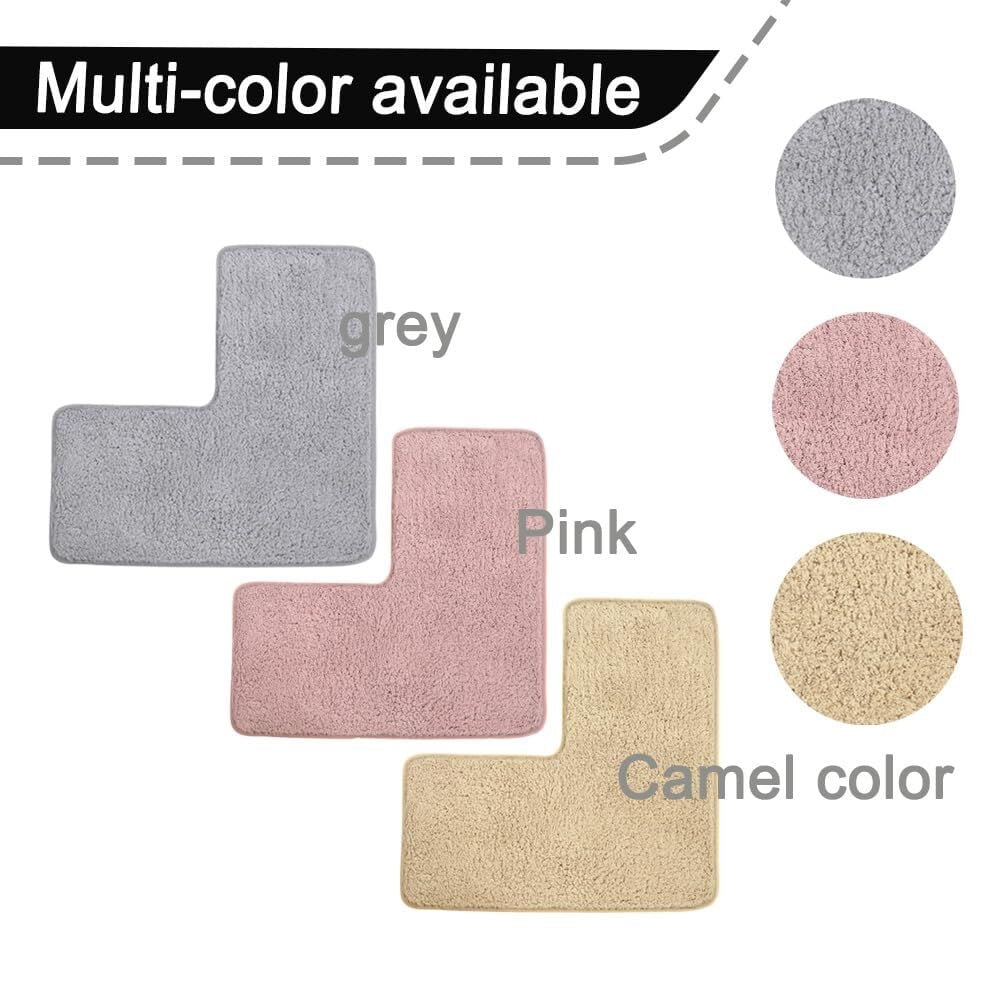 L-Shaped Bath Mat, Corner Bath Mat, Washable Carpet,Water Absorbent Soft Bath Rug, Non-Slip Floor Mats for Bathroom Bedroom Kitchen Living Room