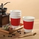 thumbnail image 3 of Juego de 20 vasos desechables de papel a rayas rojas, corrugados, aislantes del calor y resistentes a las quemaduras, para café y bebidas calientes., 3 of 5