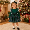 thumbnail image 2 of TGPMGRZ Toddler Girls Christmas Dresses Ribbed Top Ruffle Strap with Headband Christmas Party, 2 of 9