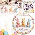 thumbnail image 1 of Tapis de Bienvenue Lapin de Pâques Rond Absorbant Durable Intérieur Extérieur Décoratif pour les Fêtes, 1 of 6