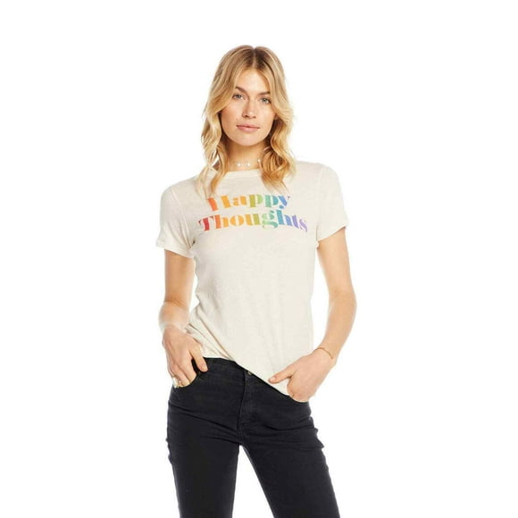 Chaser Happy Thoughts Gauzy Cotton Tee Au Lait ( M )