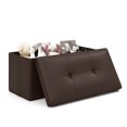 thumbnail image 2 of Costway Folding Storage Ottoman Upholstered Rectangle Footstool PVC Leather 22.5 Gallon Brown, 2 of 2