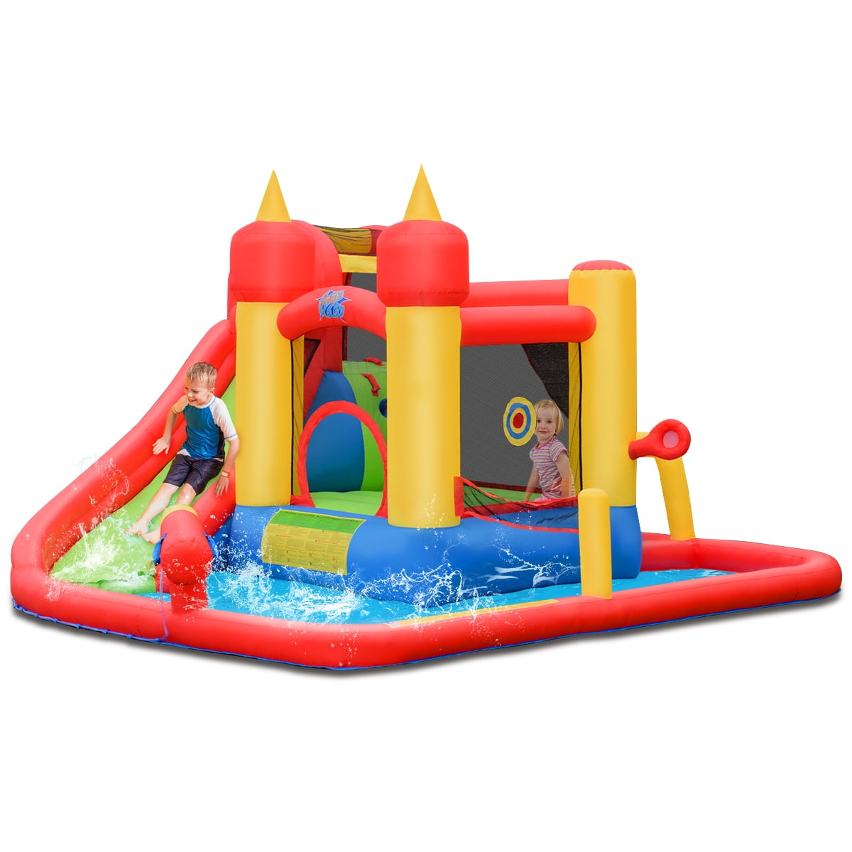 inflatable bounce house and water slide