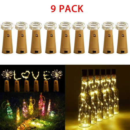 Outdoor Home Decorations EEEKit 9-Pack Bottle Lights, LED Night Lights, 6.6FT Cork Shaped 20LED Starry Wine Bottle Lighting Lamp for Christmas Party Home Garden Wedding Outdoor Indoor Decoration ()
