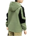 thumbnail image 3 of Odeerbi Toddler Boys Girls Waterproof Softshell Jacket Fall Windbreaker Fashion Casual Jacket Long Sleeve Long Sleeve Hooded Jacket Solid Color Clothing Outwear Olive Green, 3 of 6