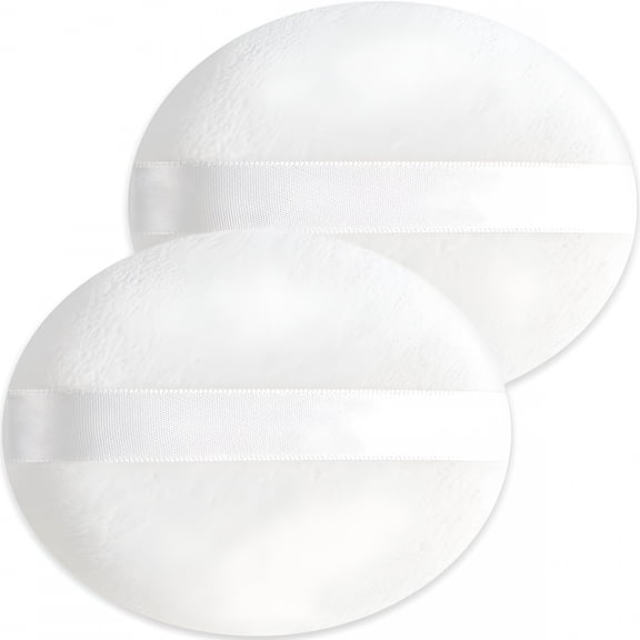 RAGUPEL 2Pack Powder Puff, Large Loose Powder Puff, Powder Puff for Body Powder, Ultra Soft Velour Body Powder Puff, White, Round