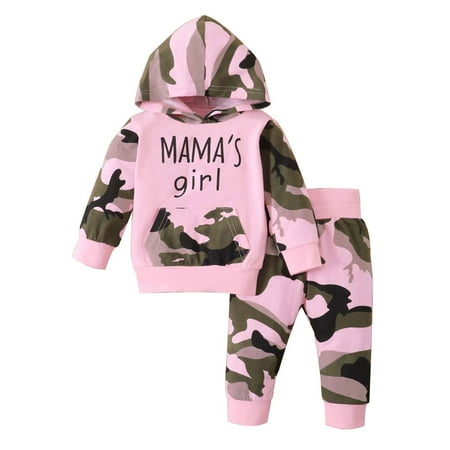 

Toddler Baby Clothes Long Sleeve Tops Camo Letter Print Hoodie Sweatshirt + Sweatpants Little Boys Girls Fall Winter Outfits Set