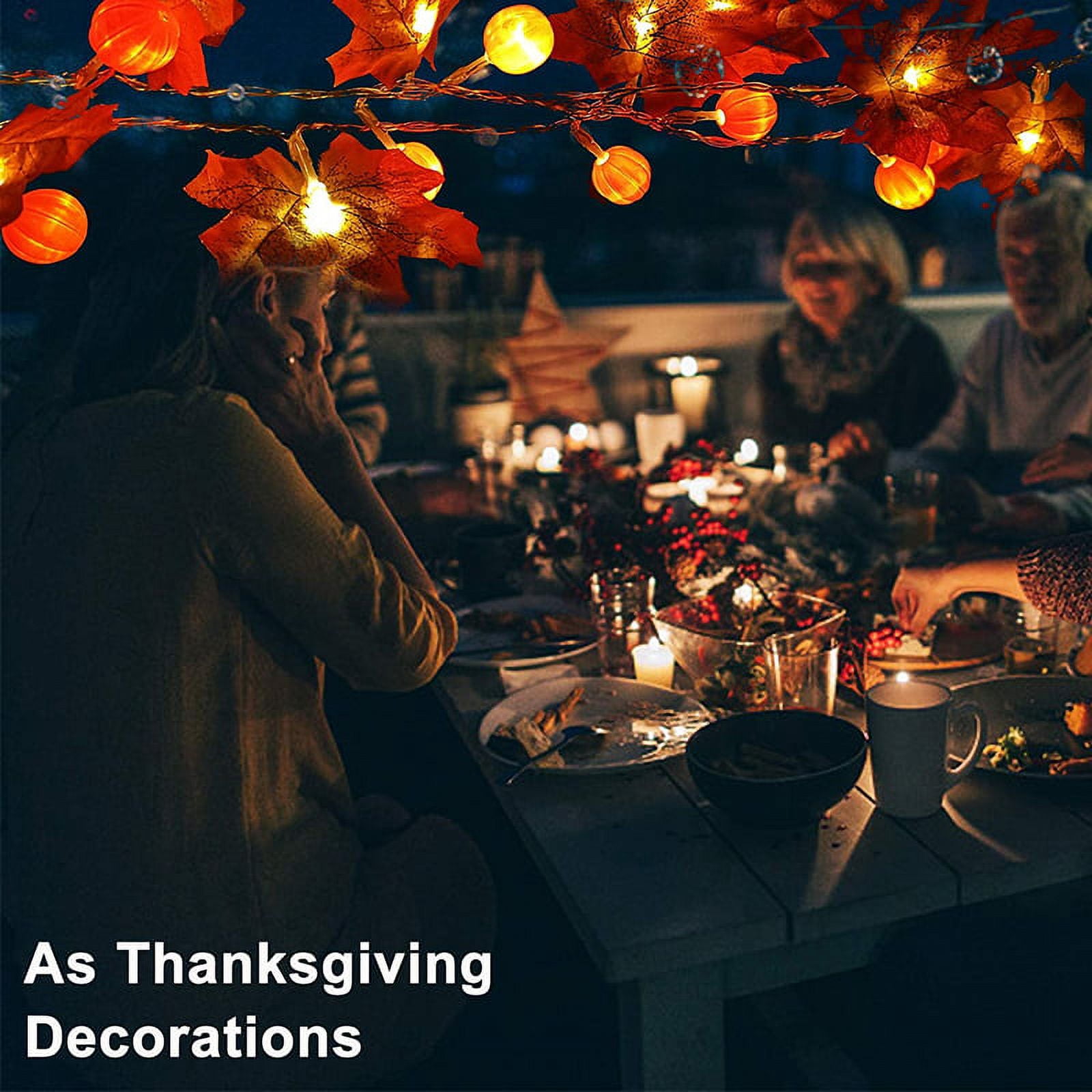 Thanksgiving Maple Leaves Lights 20ft 40 LEDs Fall Leaves Garlands with Lights Waterproof Battery Operated String Lights for Halloween Autumn Harvest Festival Outdoor Garden Party Decor