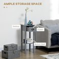 thumbnail image 4 of PRZL 2-Tier Side Table with Drawer, Narrow End Table with Bottom Shelf, for Living Room, Set of 1, Gray, 4 of 9