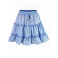 thumbnail image 3 of Womens High Waist Floral Print A Line Short Skirt with Ruffled Hem Elegant Summer Skirt Blue Dots L, 3 of 9