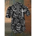 thumbnail image 4 of Camisas de verano para hombre, estilo retro, con calaveras, informal, de manga corta, para uso diario, 2024, blusas holgadas de gran tamaño con solapa, 4 of 5