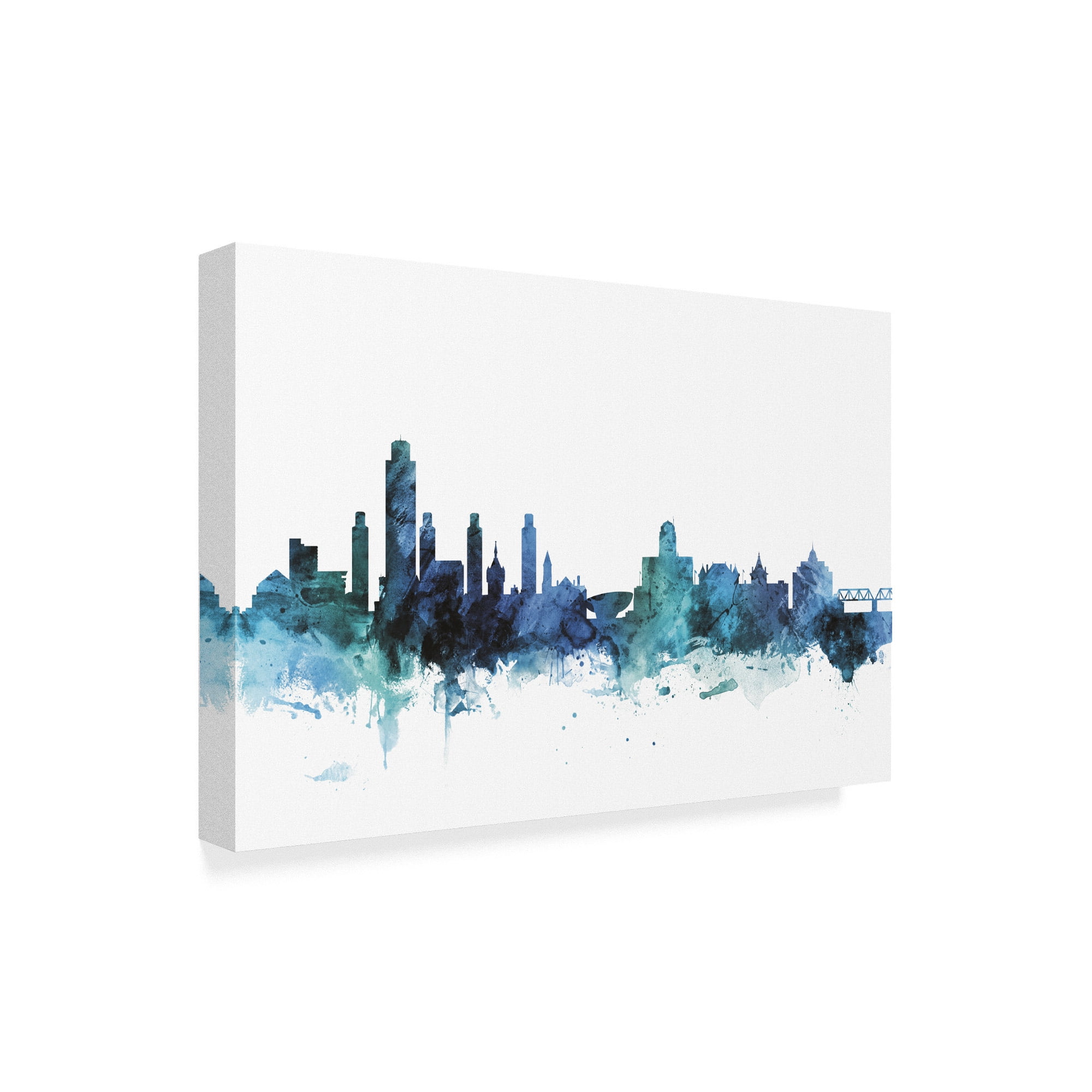 Trademark Fine Art 'Albany New York Blue Teal Skyline' Canvas Art by Michael Tompsett