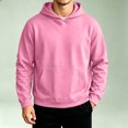 thumbnail image 4 of Nestiefly Men's Athletic Hoodies Fleece Plain Pullover Comfort Oversized Streetwear Fall Travel Drop Shoulder Sweatshirt Pink XL, 4 of 5