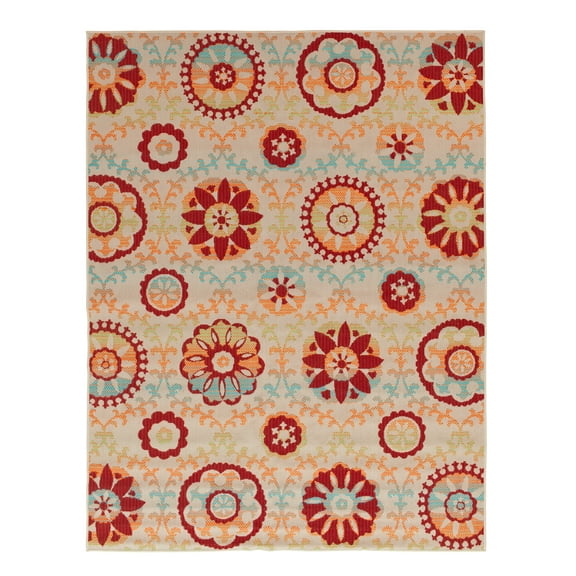 Mainstays Floral Medallion Indoor Outdoor Area Rug