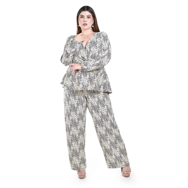 Conjunto estampado Roman Fashion /Curvy, 4348 (Hueso-Negro) beige 38