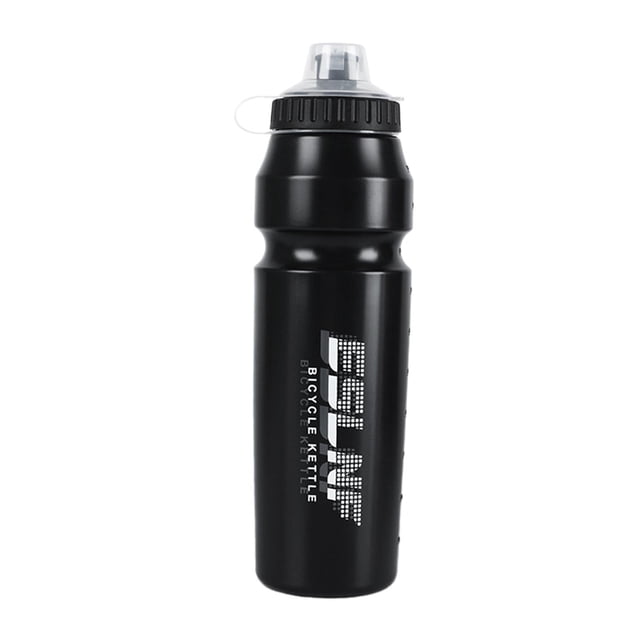 Botella de agua deportiva portátil de 1 L de capacidad para ciclismo, entrenamiento y deportes al aire libre Negro