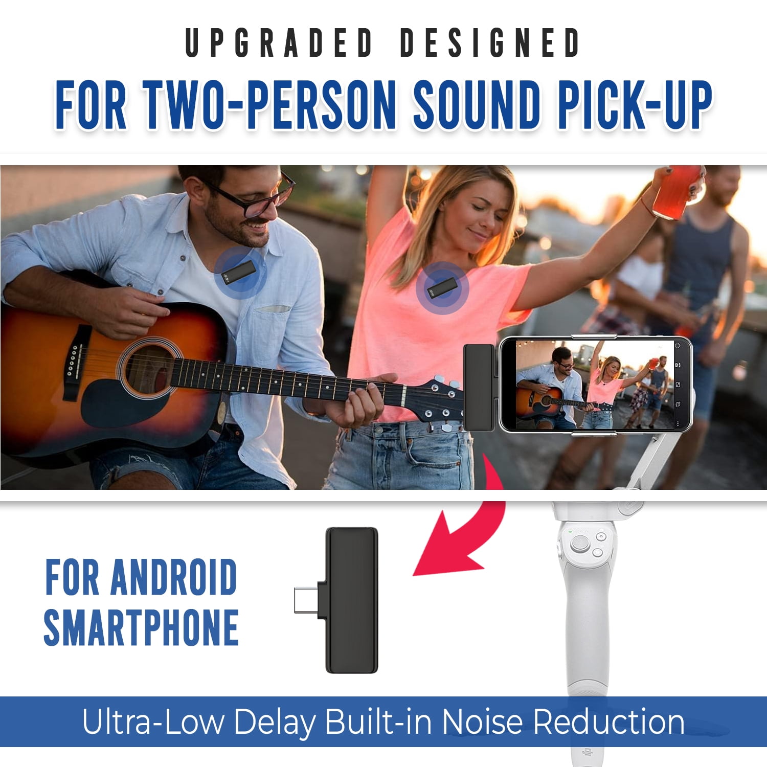 Wireless Lavalier Microphones for Android Phones with Charging Case, Perfect for YouTube TIK Tok Live Streaming Vlog