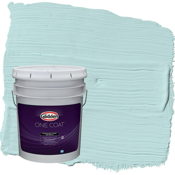 Glidden One Coat Misty Aqua / Blue Satin Exterior Paint with Primer, 5 Gallon