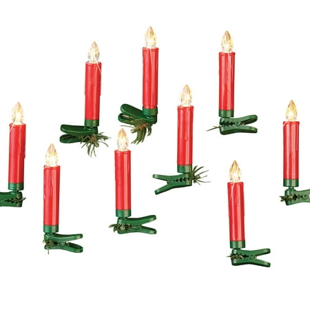 Colorful Clip on Candle Christmas Tree Decorations - Set of 10 - Festive Holiday