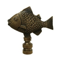 Royal Designs, Inc. Fish Design Finial for Lamp Shade, F-5067AB-1, Antique Brass, Single