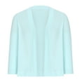thumbnail image 4 of Bxsruta Womens Cardigan, Women's Casual Blouse Soft Loose Cardigan Knitted Sweater Solid Color Cropped Tops, Light Blue S, 4 of 6