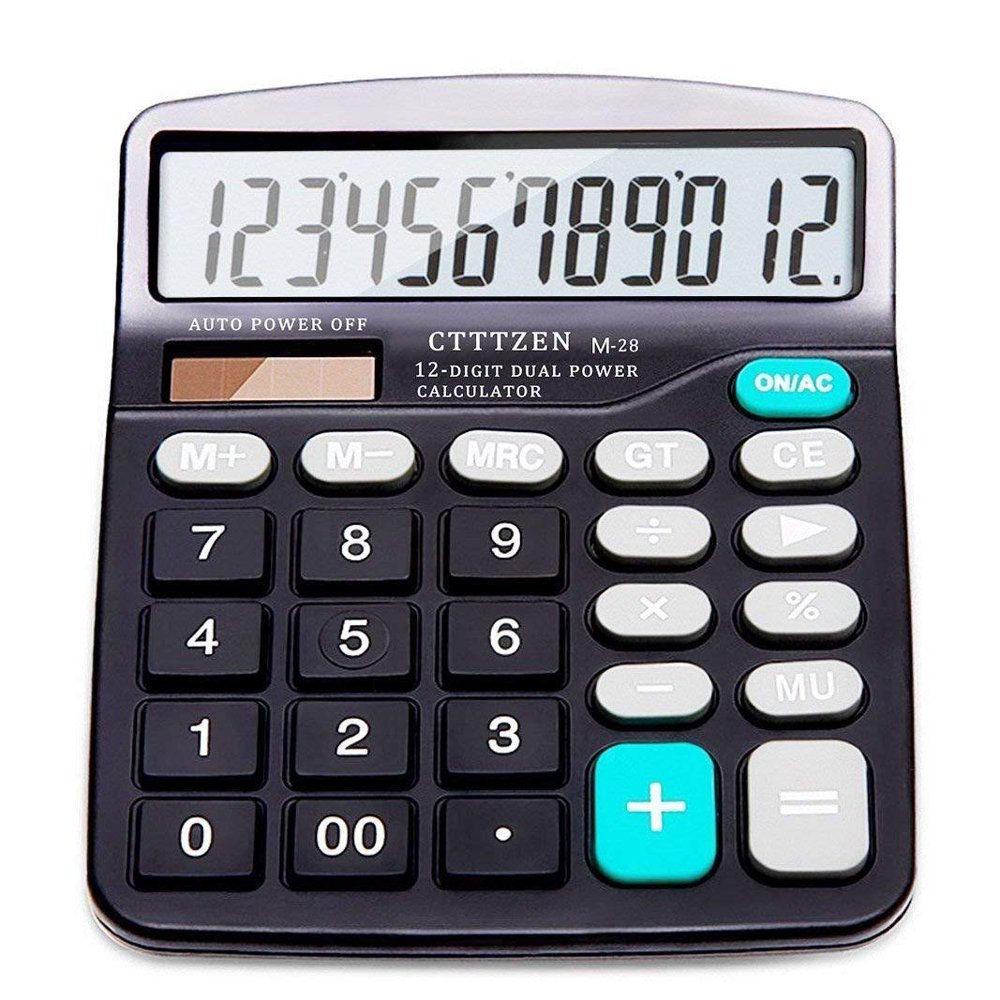 Office Calculator Standard Function Desktop 12 Digit Dual Power 1 AA