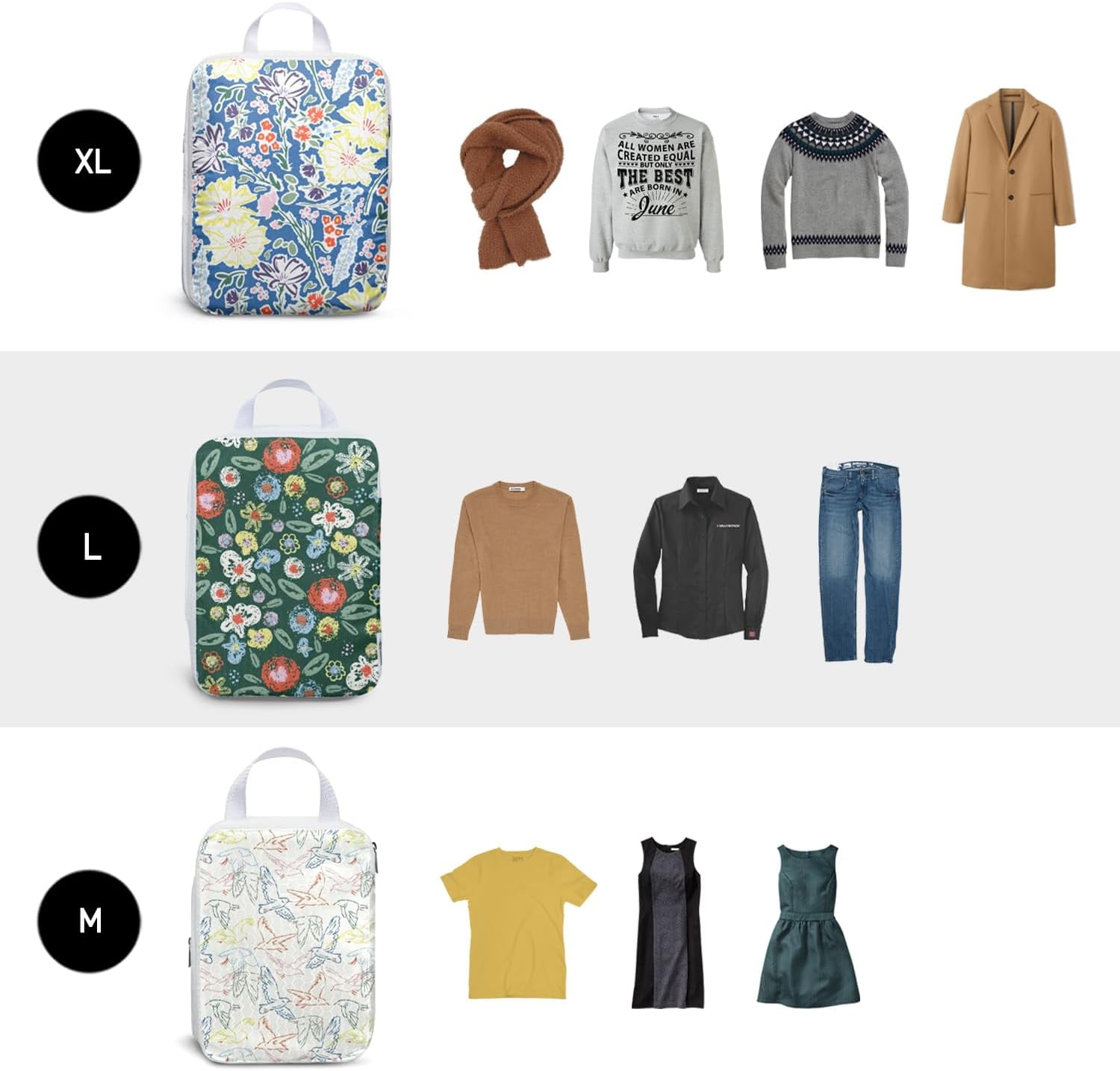 6 Set Compression Packing Cubes for Travel,Packing Cubes for Suitcase Luggage Organizer Bags,Travel Essentials for Carry on Backpack,Ultralight and Waterproof (Springtime Flowers and Meadow)