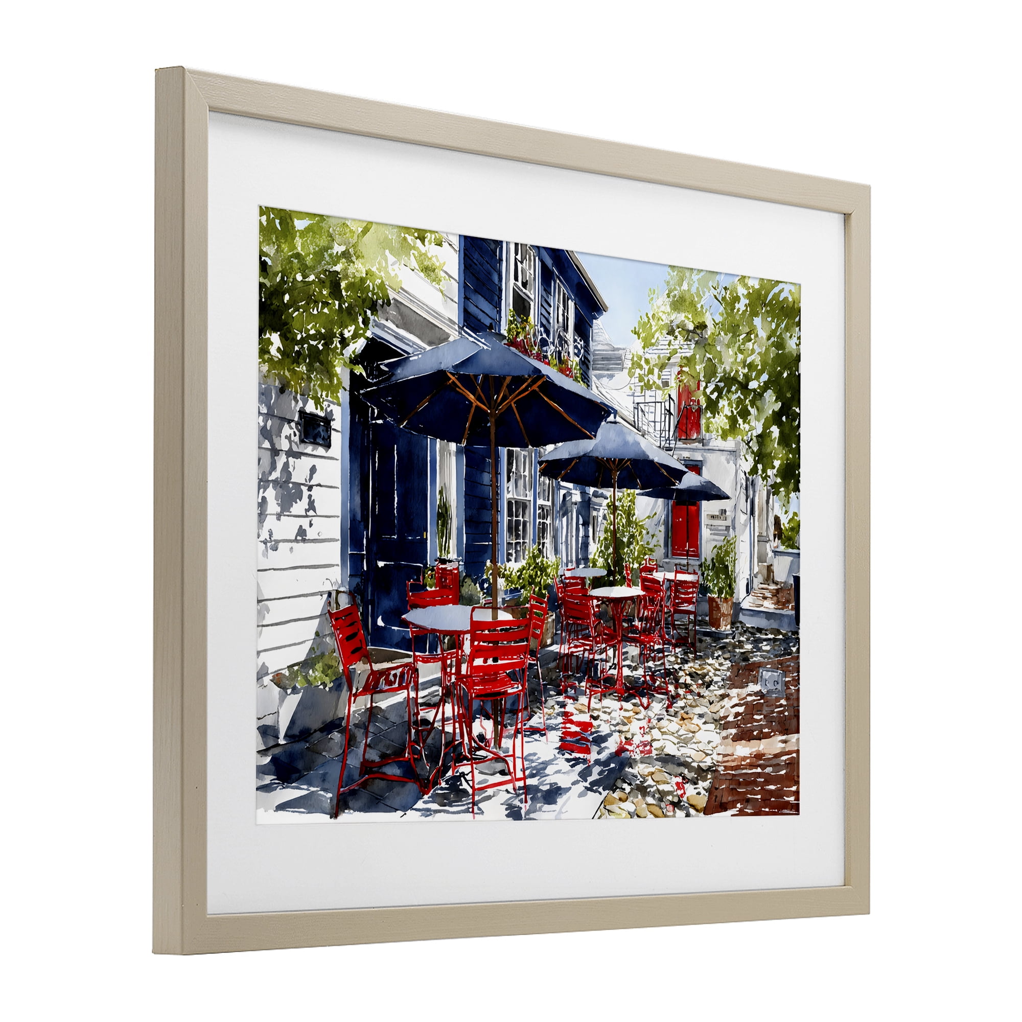 Stupell Industries Cafe Classic Red Chairs Birch Framed Print Under Glass, design by Franklyn Gregory