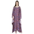 thumbnail image 1 of Moomaya Boat Neck Caftan Rayon Cover Up Printed Cold Shoulder Kaftan Maxi Dress, 1 of 6