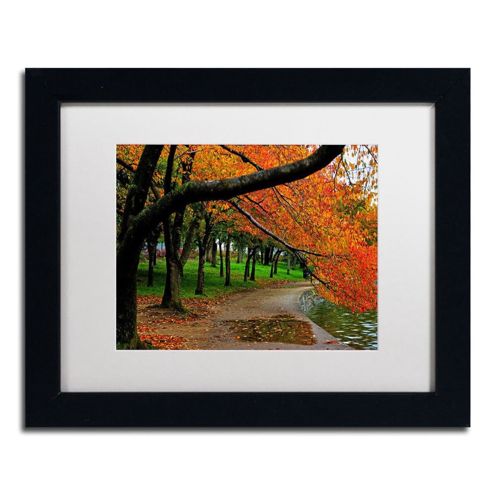 Trademark Fine Art "Tidal Basin Autumn 2" Canvas Art by CATeyes, White Matte, Wood Frame