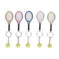 thumbnail image 1 of 5 mini llaveros de raqueta de tenis con colgante de bola, dorados, plateados, rosas, azules y bronce, ideales para regalar a amantes del deporte., 1 of 14