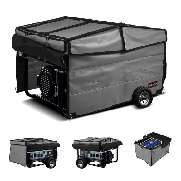 VEVOR Generator Cover, 34 x 26 x 21 Inch Waterproof Universal Generator Cover for Most Generators 3500-12000 Watt, Portable Generator Running Cover with Heavy Duty Thicken 420D Oxford Fabric, Grey