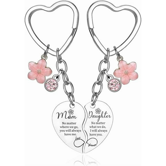 Pink Flower Rhinestone Heart-Shaped Keychain, Used For Mother's Day and Birthday Gifts, Easter Basket Filling Gifts, And Spliced Pendants for Daughters and Mothers.