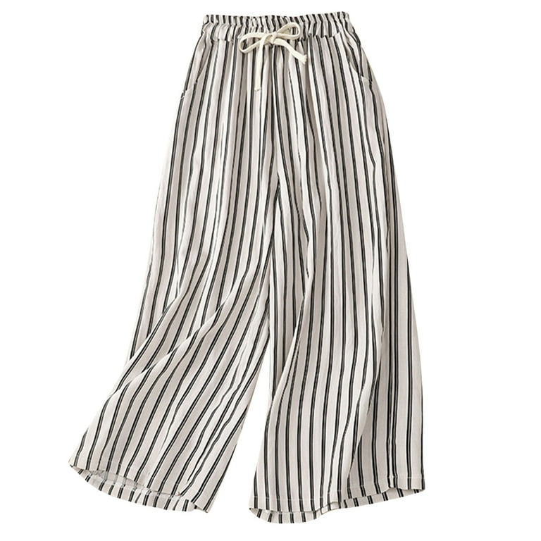 Stripe Pants for Women Casual Womens Print Wide Leg Pants Elastic High  Waist Wide Leg Palazzo Jogging Pants for, Black, XX-Large : :  Clothing, Shoes & Accessories
