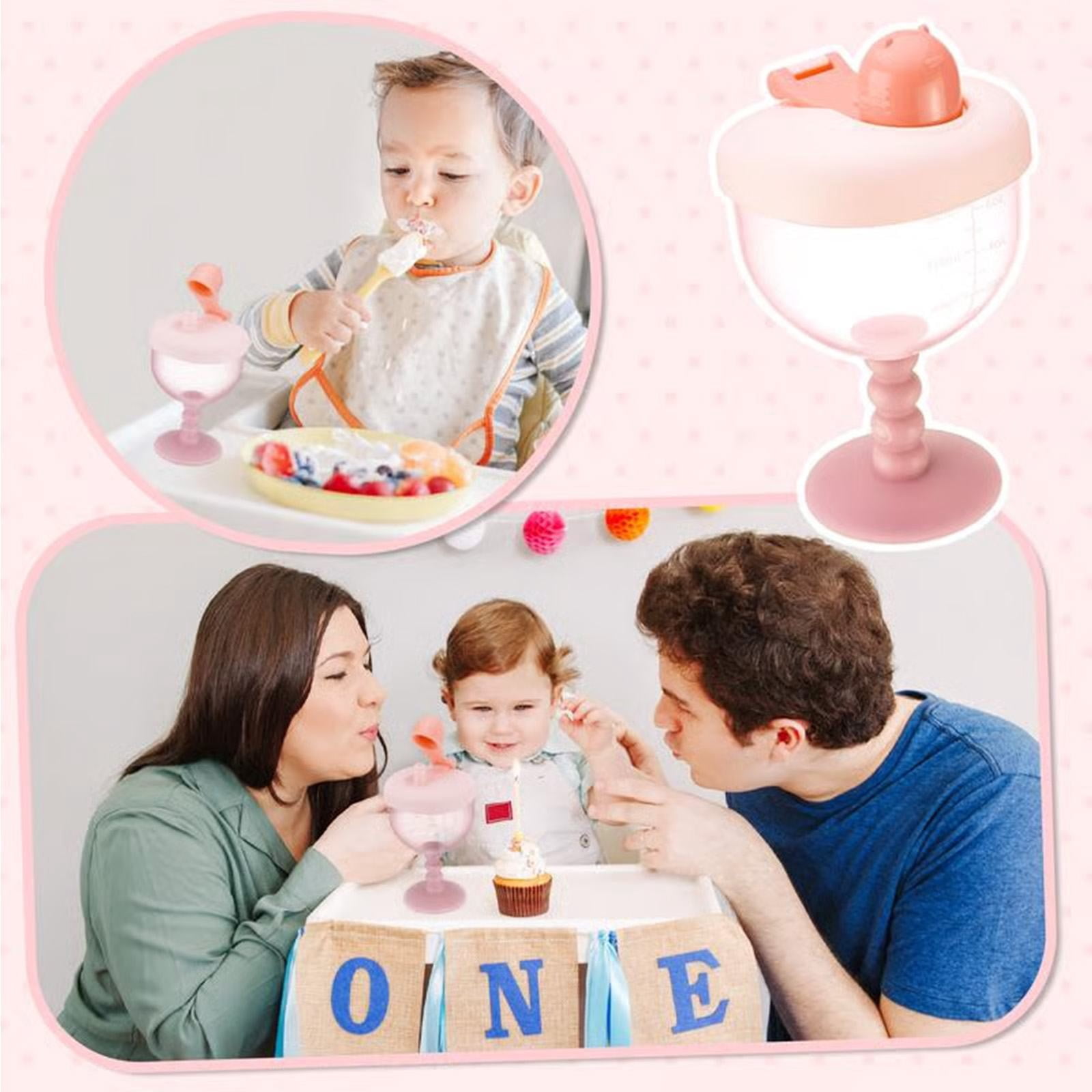 XKHZJL Baby Goblet Cup with Lid for Ages 12 Months+, Travel Sippy Cup with Easy Measurement Marks, Elegant Wine Glass Design Toddler Cup, Durable and Odorless Baby Drinking Cup
