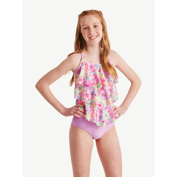 Justice Girls Beach Ruffle Tankini Swimsuit, Sizes 5-18 -