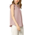 thumbnail image 5 of MODA NOVA Junior's Ruffled Trim Sleeveless Vintage Ruched Blouses Tops Pink XL, 5 of 6