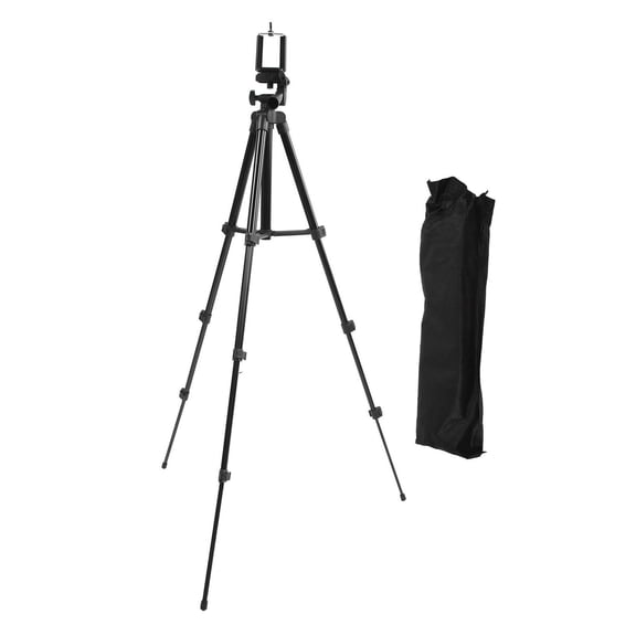 Rupoun 110cm Tripod Stand – Portable, 3‑Stage Lock, 1/4” Screw Port, Anti‑Slip Foot, Ideal for Phone & Camera, Black