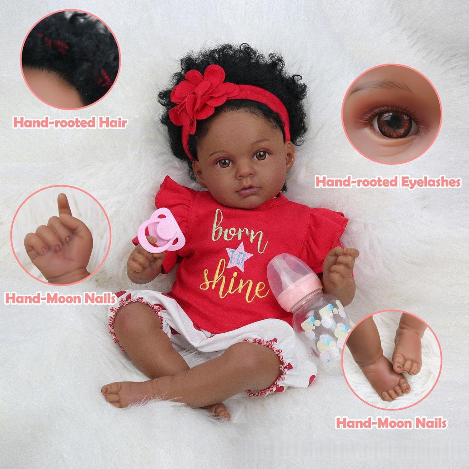 Reborn Baby Dolls Black Girl - 20 Inch Realistic Newborn Baby Dolls  African American Real Life Baby Dolls Gift for Kids Age 3
