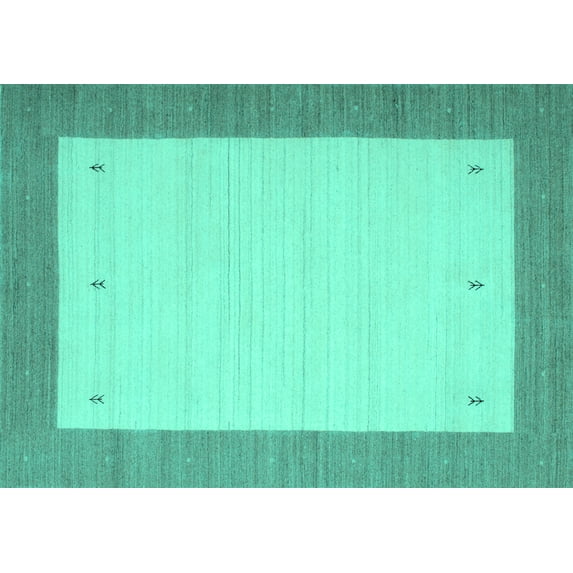 Ahgly Company Indoor Rectangle Solid Turquoise Blue Modern Area Rugs, 7' x 10'