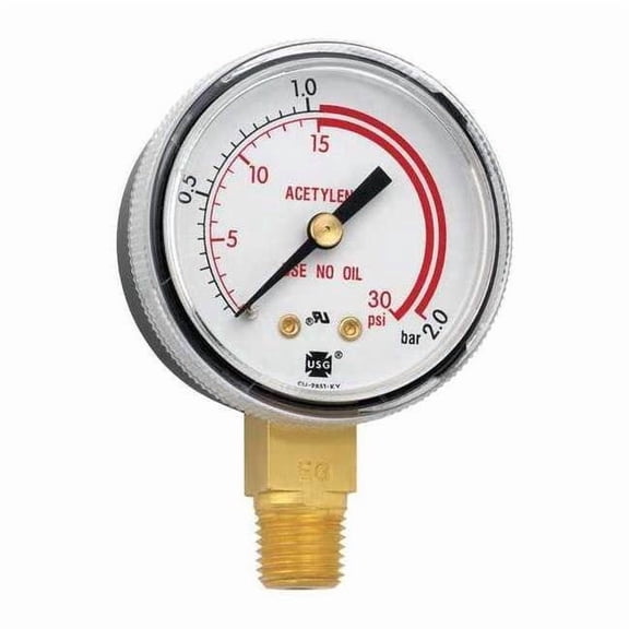 Miller Electric Pressure Gauge,0 to 60 psi, 0 to 4 Bar,2 GA135-03