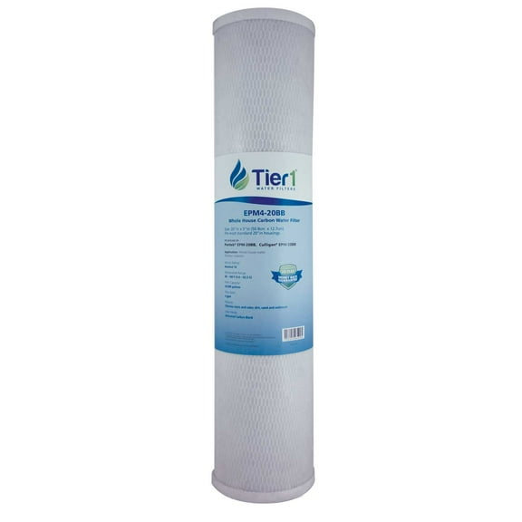 Tier1 10 Micron 20 Inch x 4.5 Inch | Whole House Carbon Block Water Filter Replacement Cartridge | Compatible with Pentek EPM-20BB, 155783-43, EPM4-20BB, Home Water Filter