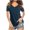 Navy, variant on Odeerbi Womens Tops Dressy Casual Off The Shoulder Tops Loose Short Sleeve V-Neck Solid Blouse T-shirt Tunic Brown