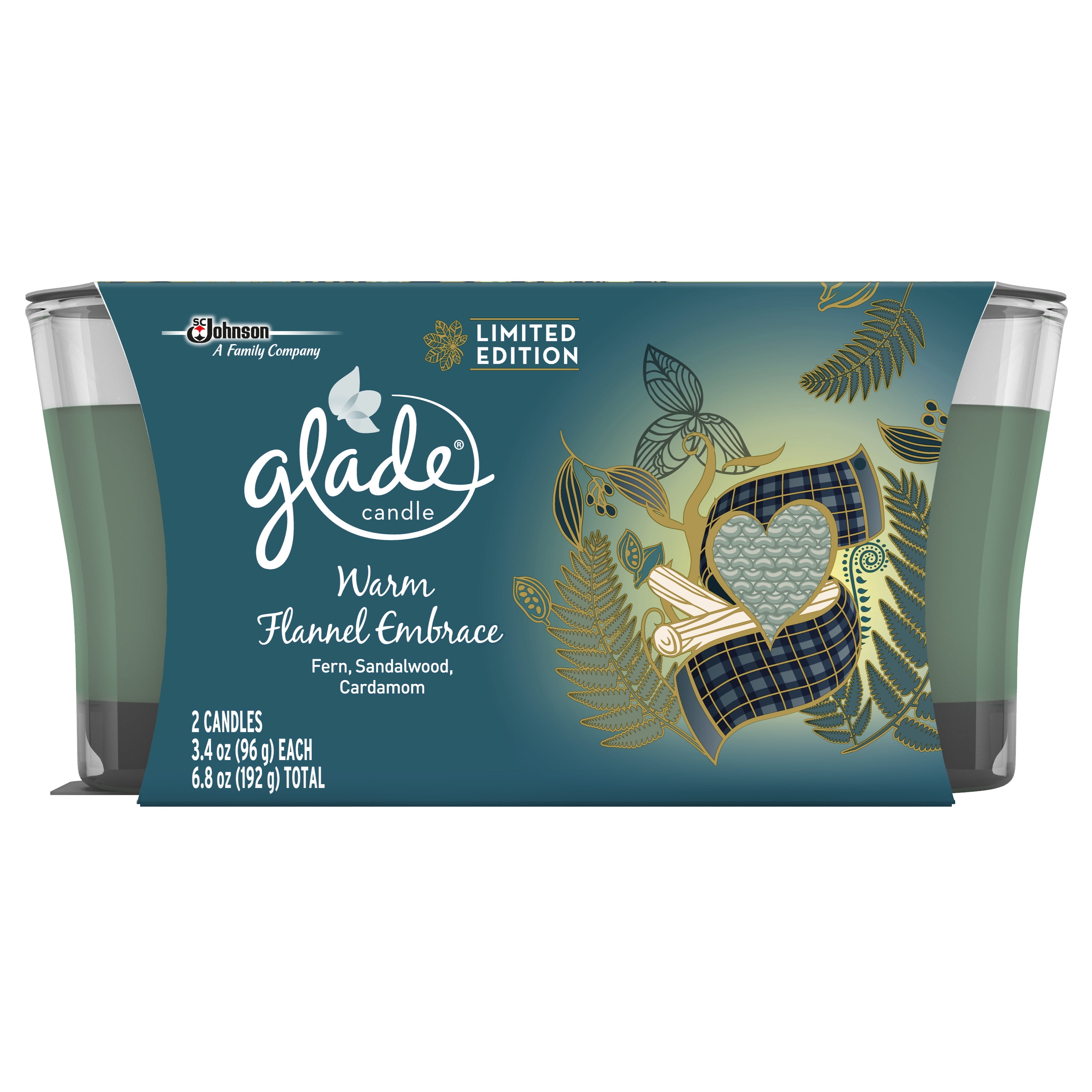 Glade Jar Candle Air Freshener, Warm Flannel Embrace, 2 candles, 6.8 oz