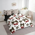 thumbnail image 3 of Homewish Cheetah Print Bowknot Twin Bedding Sets 7-Piece for Female, Chic Cherry Ribbon Bedding Comforter Set, Modern Fashion Reversible Sheet Sets, Microfiber Bedroom Decor, 3 of 7