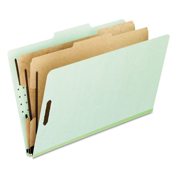 Pendaflex Six-Section Pressboard Folders Letter 2/5 Tab Green 10/Box 17173